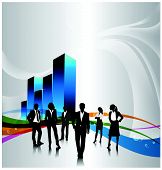 picture of business people  - a group of business people with 3d graph - JPG 