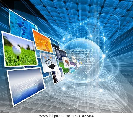 Picture or Photo of Several images from the current blue background