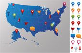 foto of map  - USA Map with GPS Icons - JPG 