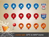 stock photo of map  - GPS and MAP Icon Set - JPG 