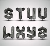 stock photo of black  - Trendy Black Fractal Geometric Alphabet - JPG 