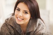 stock photo of look  - Closeup portrait of a young beautiful lady looking at camera - JPG 