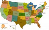 image of map  - a full color map of the united states of america with the state names called out - JPG 