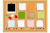 picture of  photo  - Cork Notice Board With Blank Colorful Sticker Notes And Magnets And Photos - JPG 
