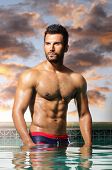 stock photo of man  - Fashion portrait of a very muscular sexy man - JPG 