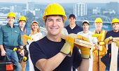 stock photo of construction  - Smiling Construction worker man - JPG 