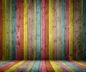 image of interior  - room interior vintage with colorful wooden tiles - JPG 