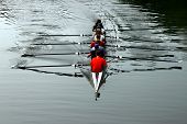 picture of sculling  - crew rowing team in boat on river - JPG 