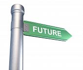 image of future  - "Future" concept on a road sign. 3d render - JPG 
