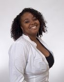picture of africanamerican  - young black woman with smile and white shirt - JPG 