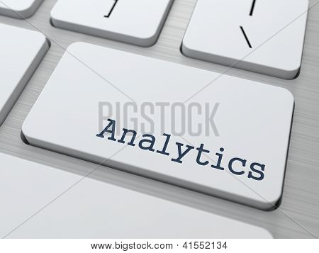 Picture or Photo of Analytics Concept. Button on Modern Computer Keyboard with Word Analytics on It.