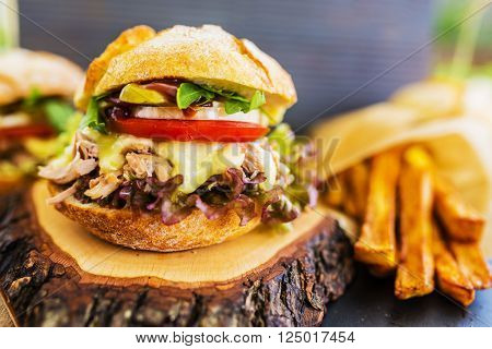 pulled pork burger with