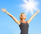 image of healthy  - Healthy Young Woman over blue Sky - JPG 