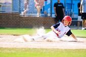 image of home  - Youth baseball player sliding in at home - JPG 