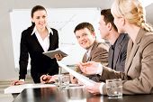 image of leadership  - Portrait of business people discussing a new strategy at a seminar - JPG 