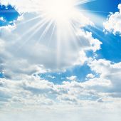stock photo of blue sky  - sun on blue sky - JPG 