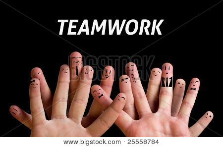 Picture or Photo of Happy group of finger smileys 3 (teamwork theme)