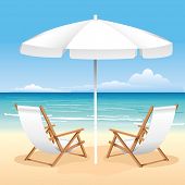 stock photo of beach  - Relaxing scene on a breezy day at the tropical beach - JPG 