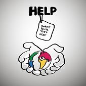 foto of earth  - HELP symbol  - JPG 