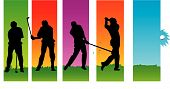 pic of golf  - Sequence of golfer in different step in vector - JPG 