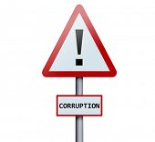 stock photo of business concept  - Corruption word on road sign - JPG 