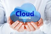 foto of future  - hands exhibiting a blue cloud computing symbol - JPG 
