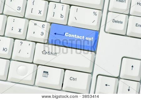 Picture or Photo of Keyboard blue key Contact us . business concept