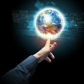 picture of future  - Human hand holding our planet earth glowing - JPG 