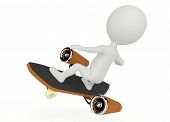 picture of humanoid  - 3d humanoid character fly on a skateboard on white - JPG 