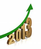 image of investment  - A dramatically upward trending green arrow above the gold numbers  - JPG 