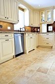 image of tiles  - Ceramic tile floor in a modern luxury kitchen - JPG 