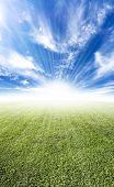 image of future  - Beautiful sun flare horizon over land meadow photo with bright future concept - JPG 