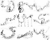 stock photo of staff  - Nine vector musical notes staff backgrounds for design use - JPG 