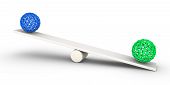 stock photo of seesaw  - Two spheres on a seesaw and one is heavier - JPG 