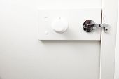 image of latch  - lock latch on bathroom or toilet white door - JPG 