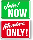 pic of member  - Shop window style signs invite website users to Join or restrict access to Members Only In your choice of drop shadow or white border - JPG 