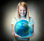 pic of future  - Girl holding the Planet  Earth - JPG 