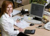 image of woman  - Woman leading specialist at her work place - JPG 