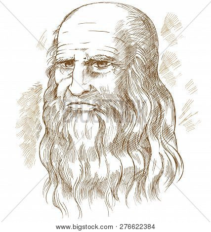 Poster: Hand Drawn Vector Portrait Leonardo