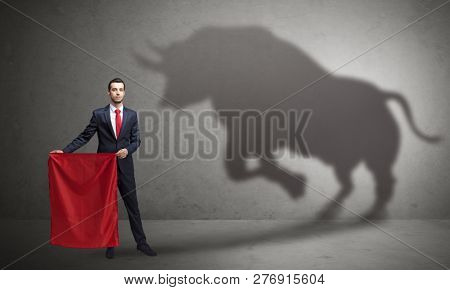 Poster: Businessman standing with red cloth