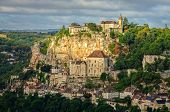 stock photo of france  - Rocamadour village wide landscape daylight view France - JPG 