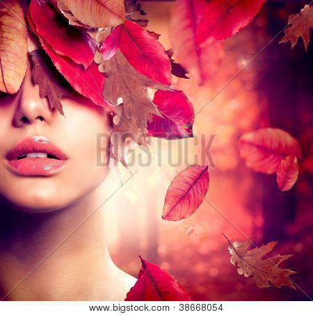 Picture or Photo of Autumn Woman Fashion Portrait. Fall. Beautiful Girl. Fashion Art
