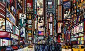 stock photo of illustration  - Illustration of a street in New York city - JPG 