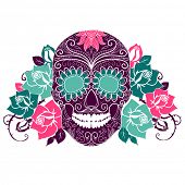 image of skull  - Skull and roses - JPG 