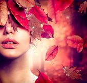 picture of nature  - Autumn Woman Fashion Portrait - JPG 