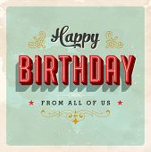 picture of illustration  - Vintage Birthday Card  - JPG 
