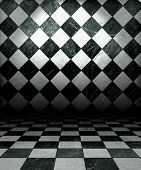 picture of interior  - Black And White Check Grunge Room - JPG 