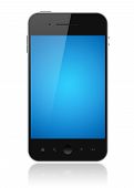 image of internet  - Modern smartphone with blue screen isolated on white - JPG 