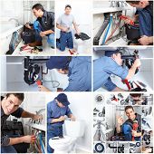 foto of workforce  - Young professional plumber doing reparation - JPG 