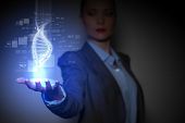 image of science  - DNA science background with business person on the background - JPG 